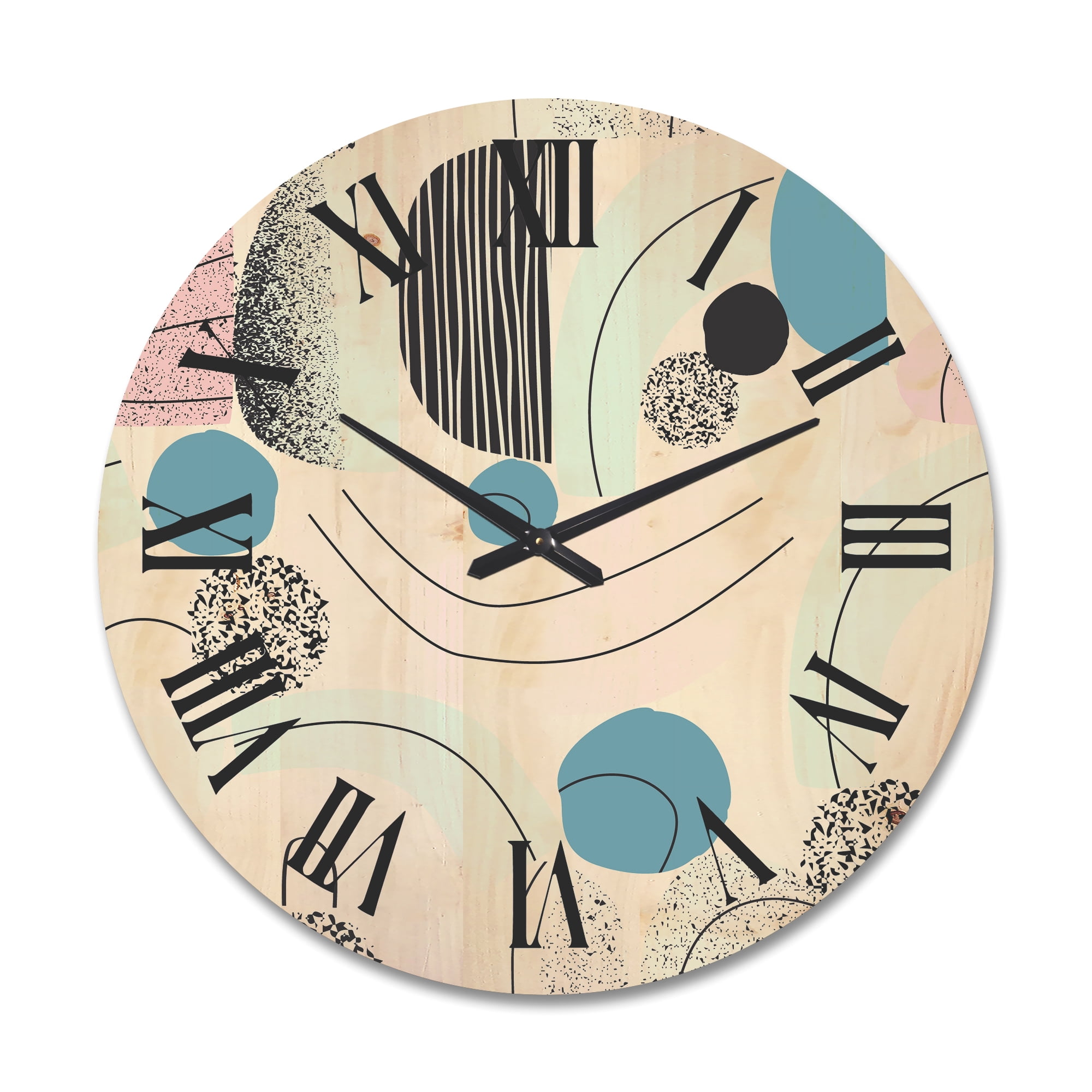 Designart 'Art Collage In Pastel Colors' Modern Wood Wall Clock