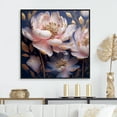 thumbnail image 1 of Designart "Art Deco-Inspired Pink Peony On A Blue Background" Poppies Floater Framed Canvas Wall Art, 1 of 5