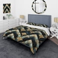 thumbnail image 1 of Designart "Art Deco Majesty In Emerald And Gold" Marble Bedding Covert Set - Glam Bed Set With 1 Sham, 1 of 5
