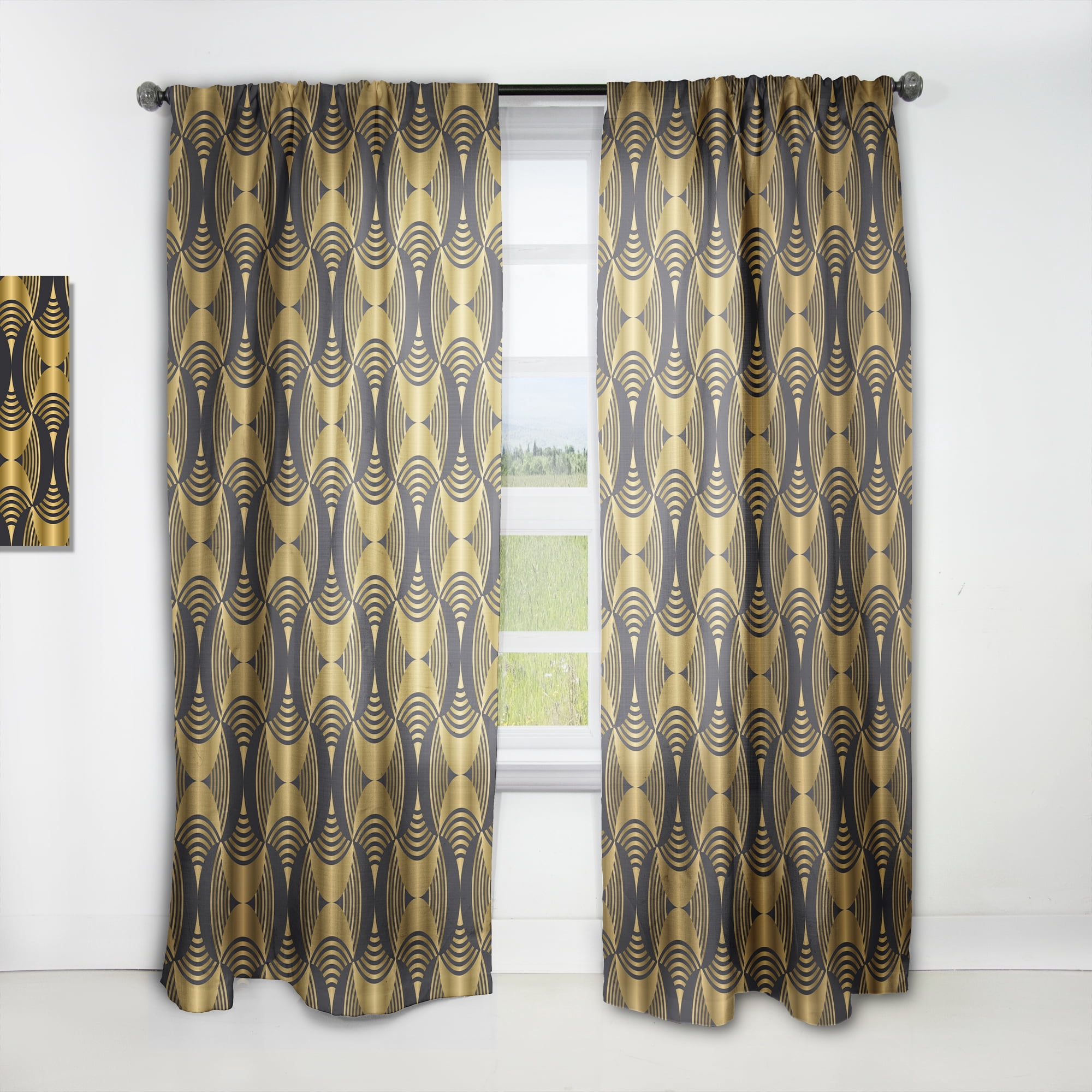 Designart 'Art Deco Style Retro Pattern' Mid-Century Modern Curtain Panel