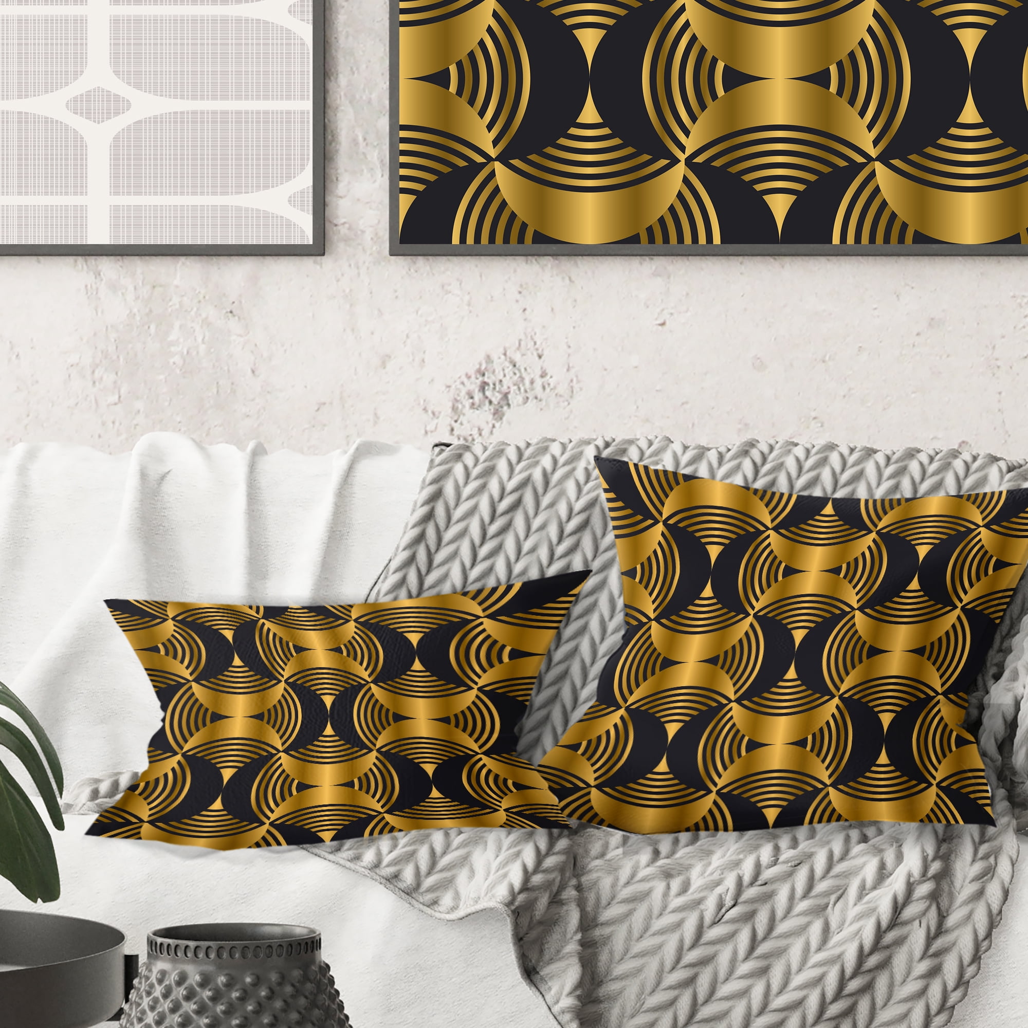 Designart Art Deco style modern pattern' Mid-Century Modern Throw Pillow - 18x18