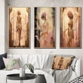 thumbnail image 1 of Designart "Art Nouveau Retro Beauty Timeless Elegance Revived II" Fashion Woman Framed Wall Art Set Of 3 - Pink Glam Frame Canvas Set For Living Room Decor, 1 of 6