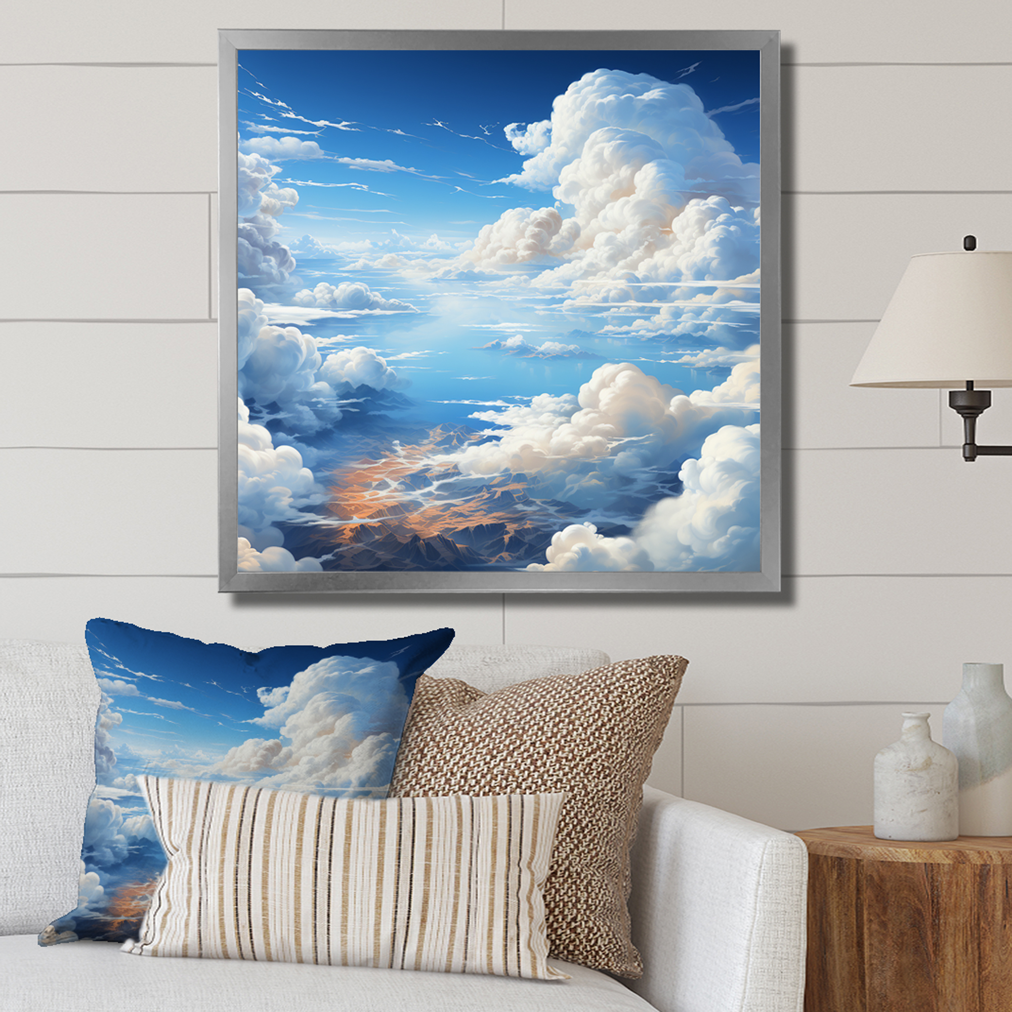 Designart "Artful Sky View of Clouds I" Landscapes Framed Wall Art ...