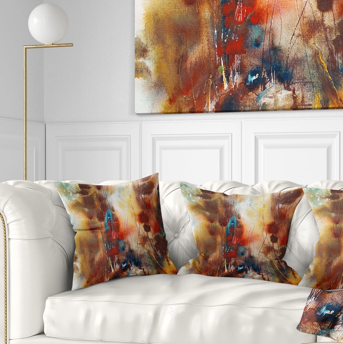 Designart Artistic Brown - Abstract Throw Pillow - 16x16