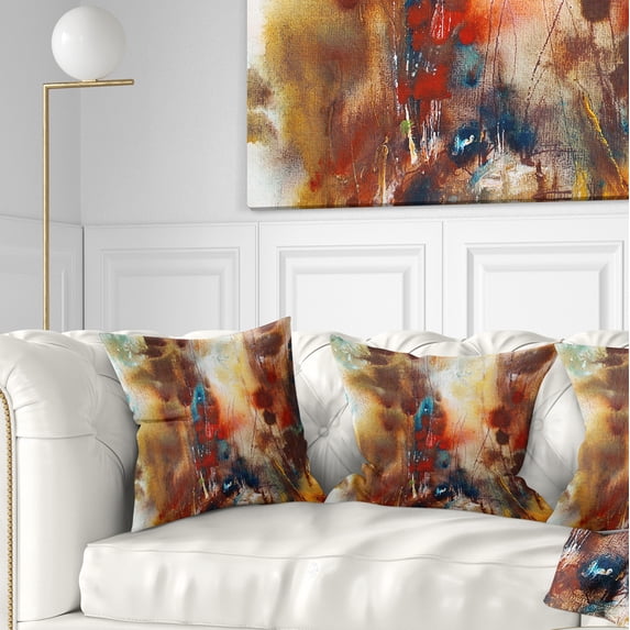Designart Artistic Brown - Abstract Throw Pillow - 18x18