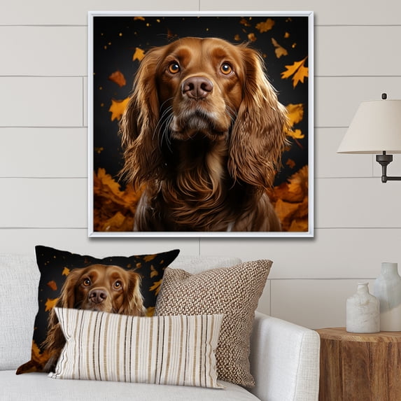 Designart "Artistic Cocker Spaniel II" Animals Dog Floater Framed Wall Art Living Room