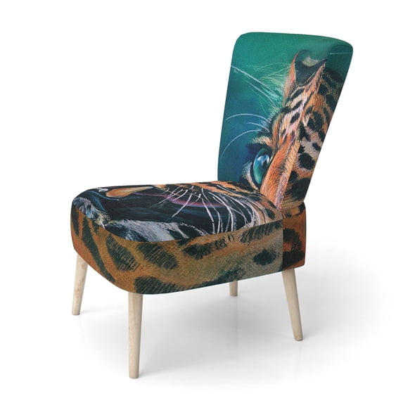 Designart "Artistic Colorful Painting Of Leopard" Upholstered Traditional Accent Chair and Arm Chair