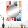 thumbnail image 1 of Designart "Artistic Expressions Orange and Blue IV" Modern Geometric Mirror Wall Decor - Modern Orange Abstract Large Mirror Wall Decor For Bedroom - 40" x 30" Inch, 1 of 5