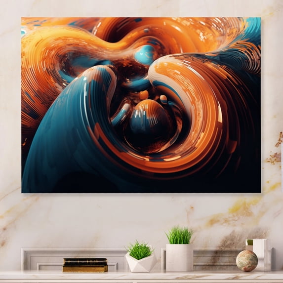 Designart "Artistic Fluidity Liquid Expression III" Abstract Liquid Ink Metal Wall Decor