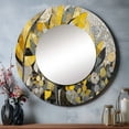 thumbnail image 1 of Designart "Artistic Fusion with Yellow and Grey Patterns" Boho Mosaic Rund Mirror For Wall Decor - Large Yellow Round Printed Mirror -Bohemian Round Living Room Mirror - 36" x 36", 1 of 6