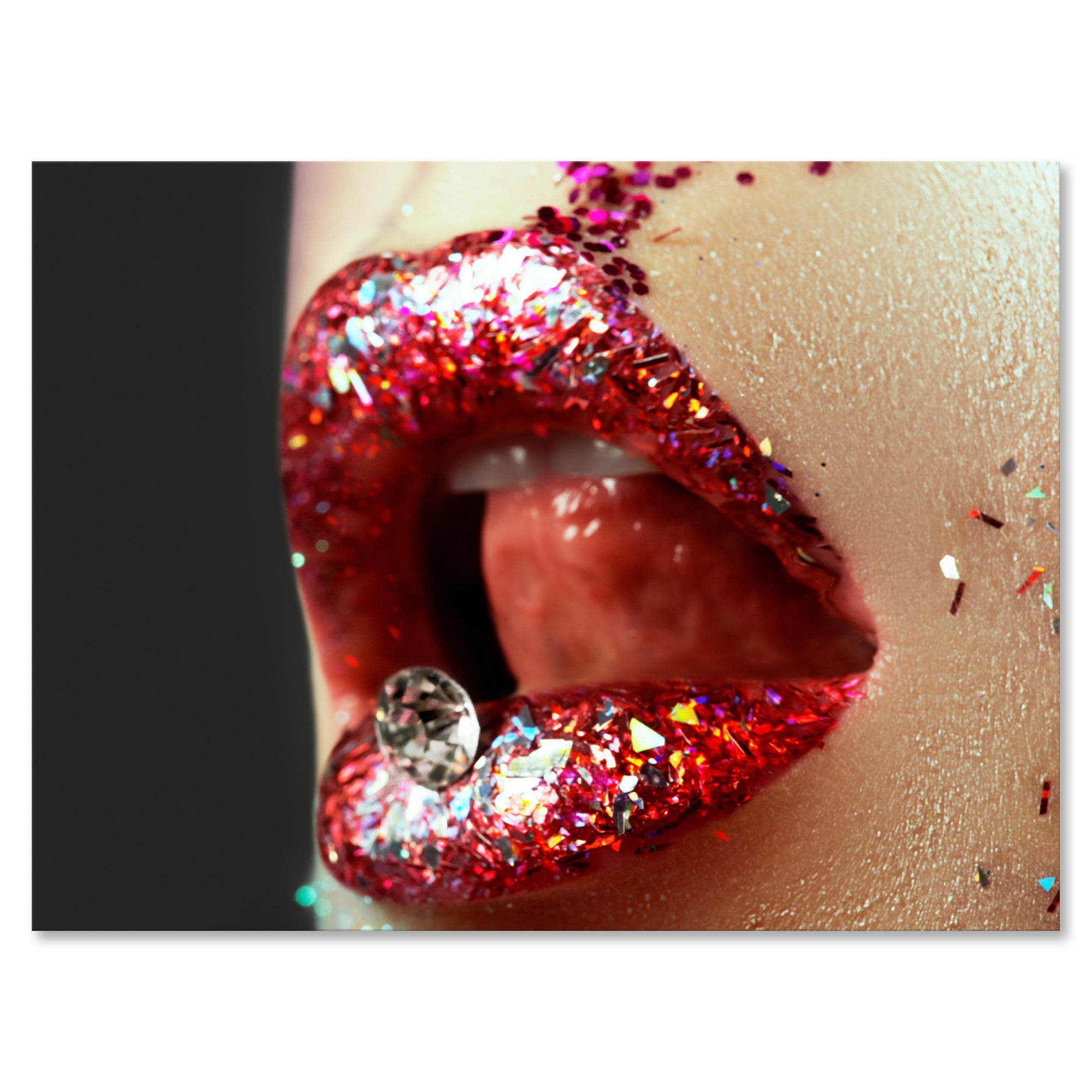 Designart ' Artistic Girl Lips Make-Up ' Modern Canvas Wall Art Print