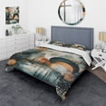 thumbnail image 1 of Designart "Artistic Liberation Green And Brown III" Boho Feather Bedding Covert Set - Traditional Green Geometric Bed Set With 1 Sham, 1 of 1