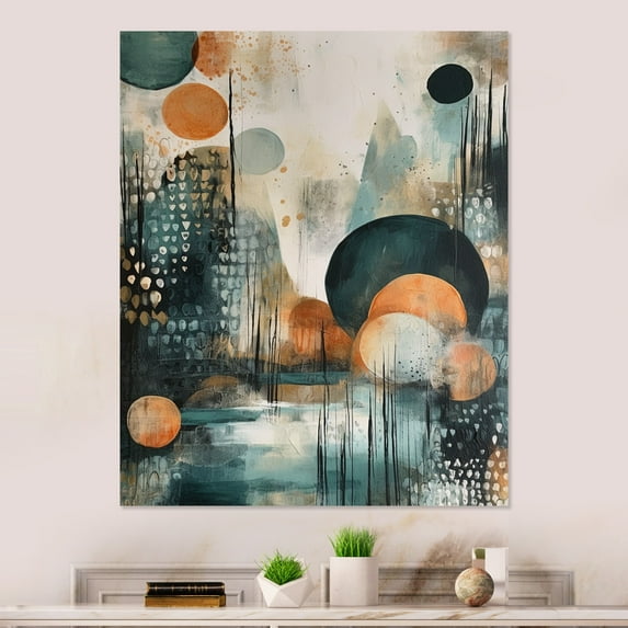 Designart "Artistic Liberation Green And Brown III" Boho Feather Metal Wall Art Prints