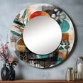 thumbnail image 1 of Designart "Artistic Liberation in Green and Orange" Boho Feather Rund Mirror For Wall Decor - Large Green Round Print Mirror - Round Bohemian Mirror - Wall Mounted Round Large Mirror - 36" x 36", 1 of 6