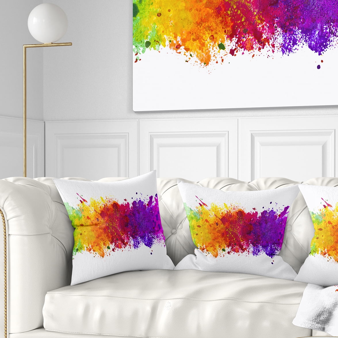 Designart Artistic Watercolor Splash - Abstract Throw Pillow - 18x18