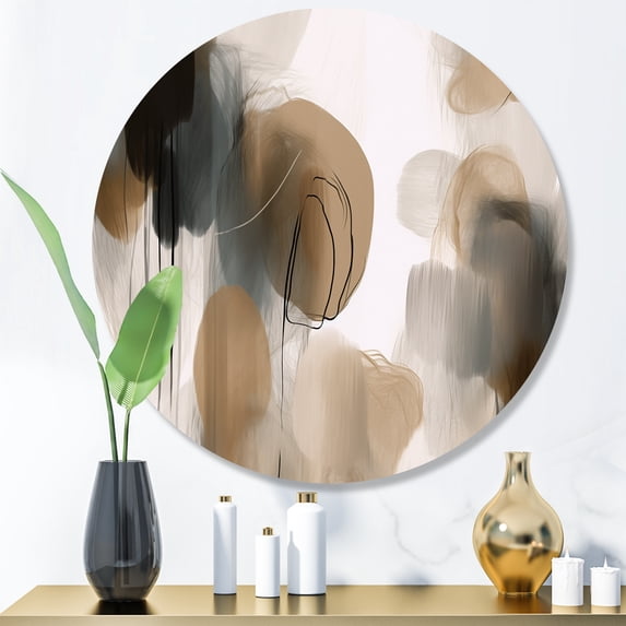 Designart "Artwork Featuring Abstract Shapes II" Abstract Metal Round Wall Decor