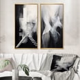 thumbnail image 1 of Designart "Ascending Stairways Minimal Black and White" Abstract Painting Framed Wall Art Set Of 2 - Modern Black Frame Gallery Set For Office Decor, 1 of 6
