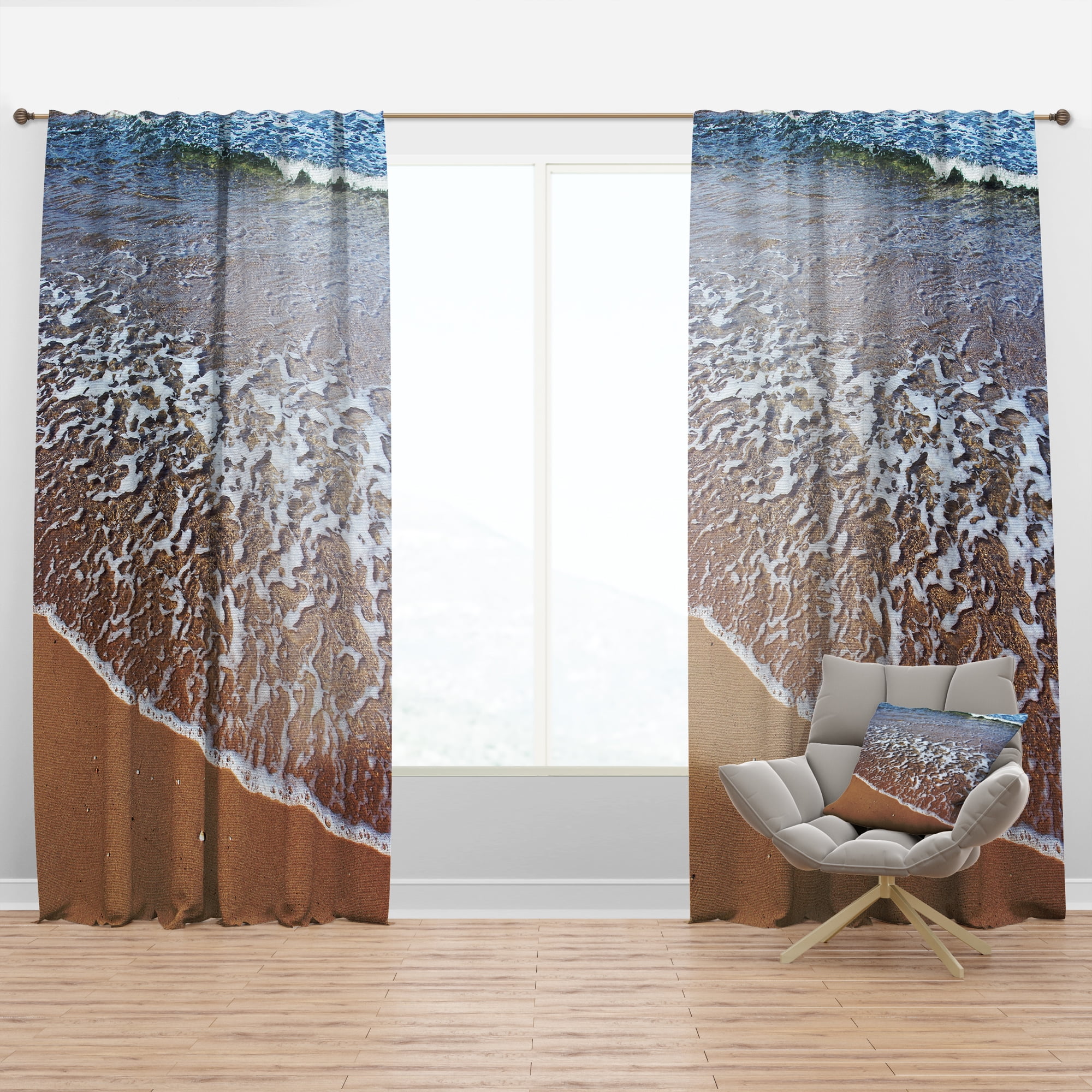 Designart 'Ashdod Israel Clear Seashore' Modern Beach Curtain Panel