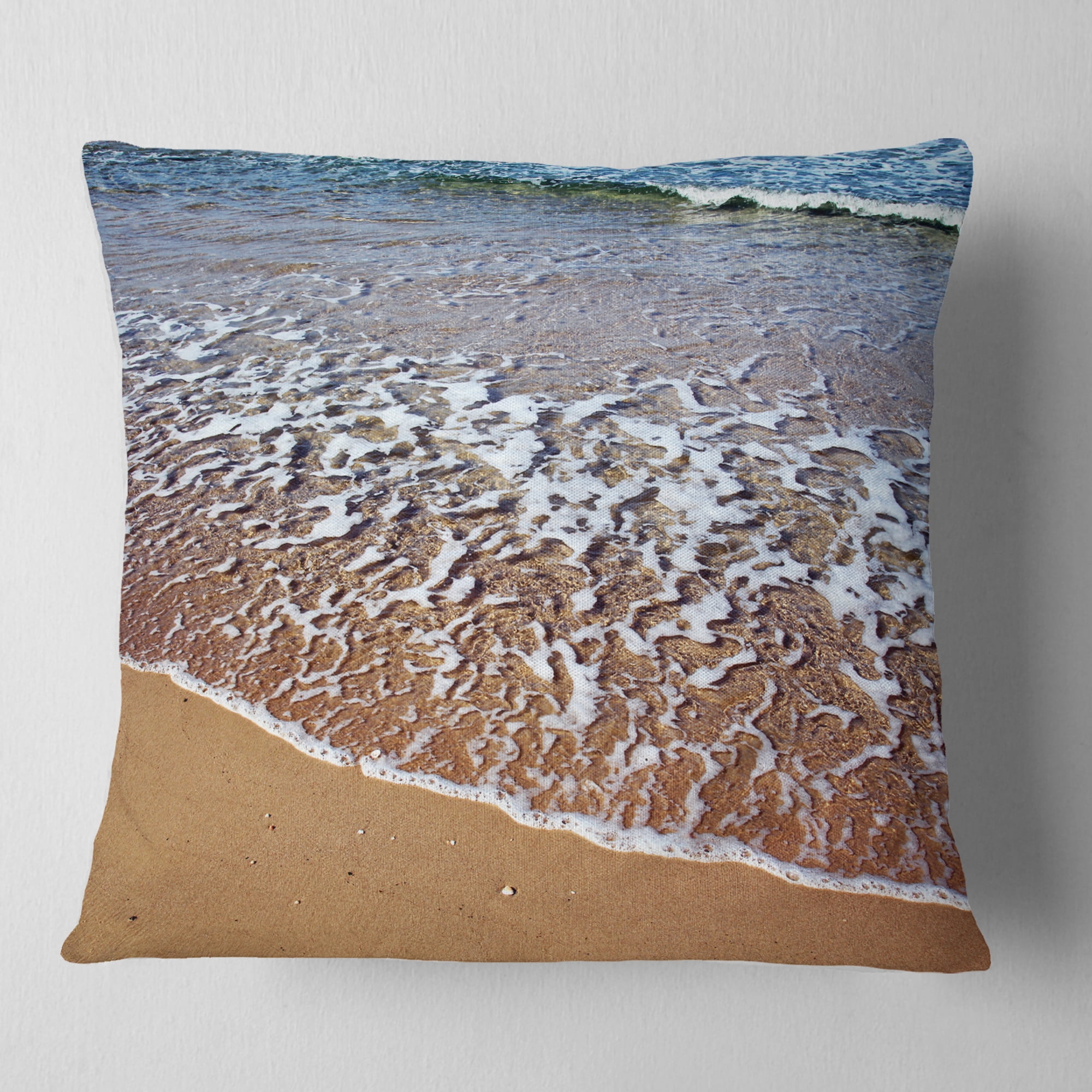 Designart Ashdod Israel Clear Seashore - Modern Beach Throw Pillow - 16x16
