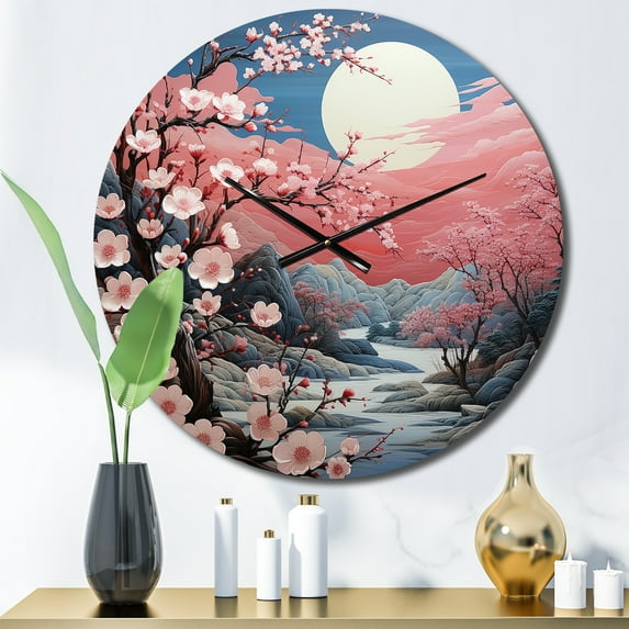 Designart "Asian Art Eastern gracefulness III" Asian Oversized Wall Clock