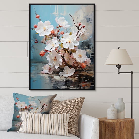 Designart "Asian Art Eastern gracefulness VI" Asian Floater Framed Canvas Wall Art