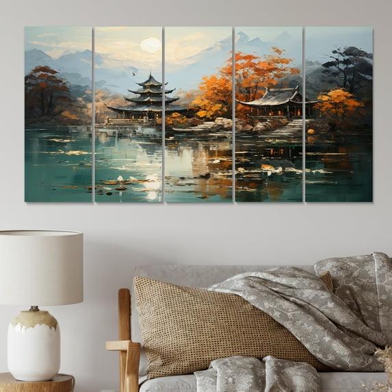 Designart "Asian Art Imperial horizon III" Asian Wall Art Prints Set