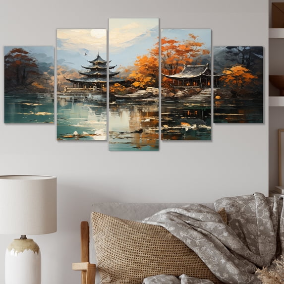 Designart "Asian Art Imperial horizon III" Asian Wall Art Prints Set