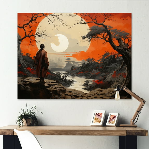 Designart "Asian Art Samurais silence III" Asian Art Wall Decor