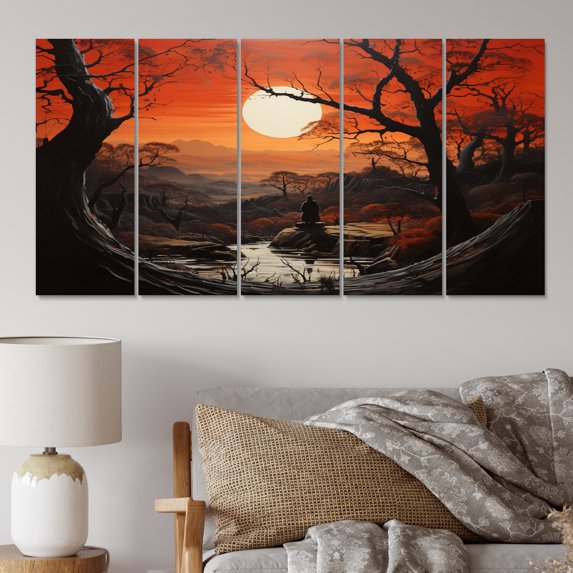 Designart "Asian Art Samurais silence V" Asian Art Living Room Set