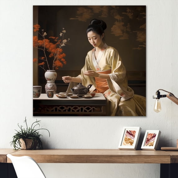 Designart "Asian Art euphony In Tea II" Asian Canvas Art Print
