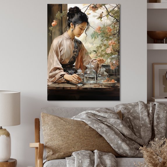 Designart "Asian Art euphony In Tea V" Asian Metal Wall Art
