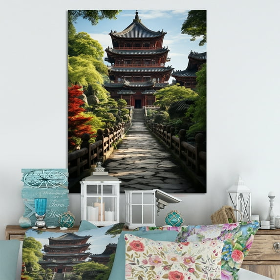 Designart "Asian Art peaceful Pagoda VI" Asian Metal Art Print
