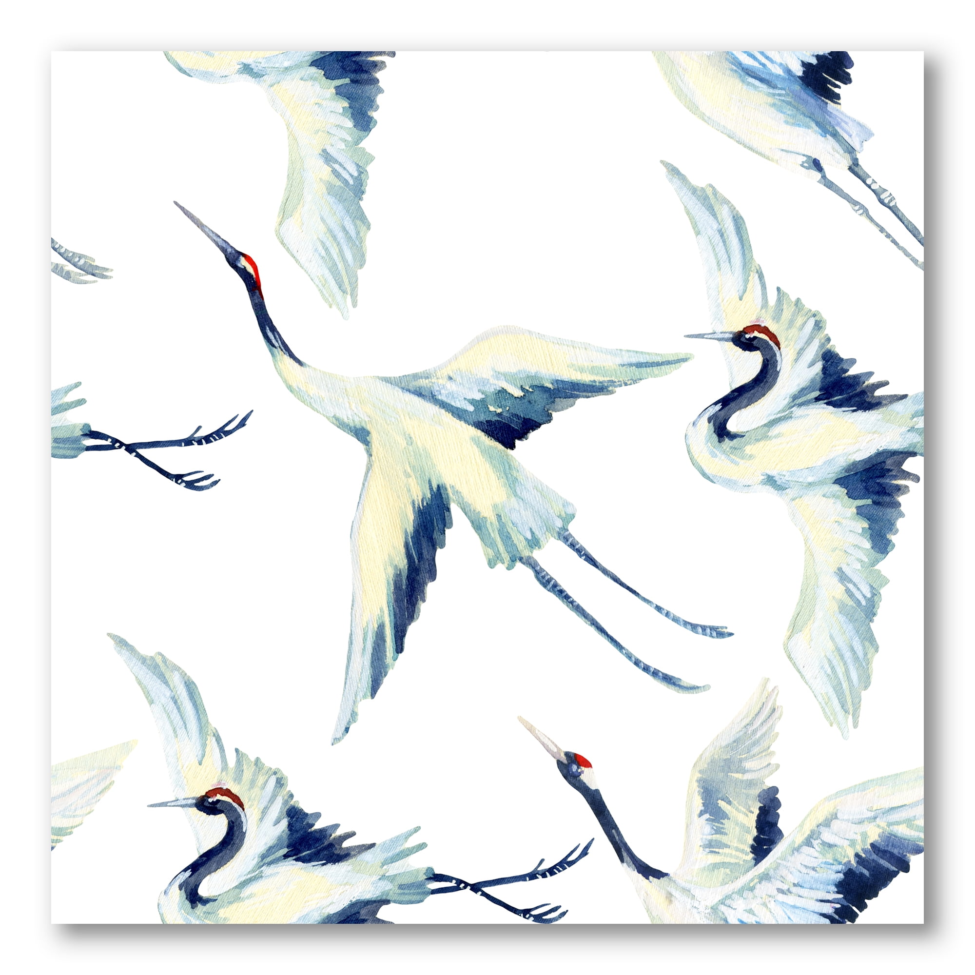 Designart ' Asian Crane Bird Impression I ' Traditional Canvas Wall Art Print