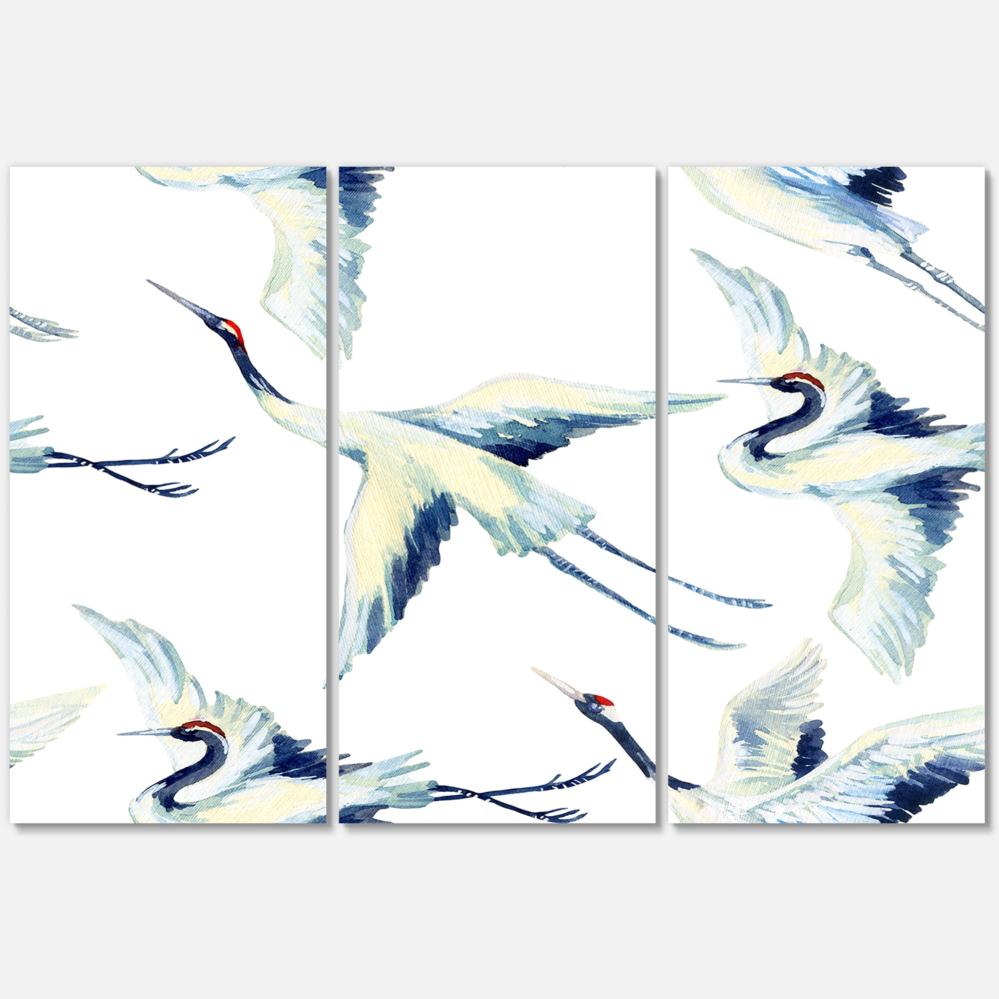 Designart ' Asian Crane Bird Impression I ' Traditional Canvas Wall Art Print