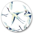 thumbnail image 1 of Designart 'Asian Crane Bird Impression I' Traditional Circle Metal Wall Art 36x36 - Disc of 36, 1 of 5