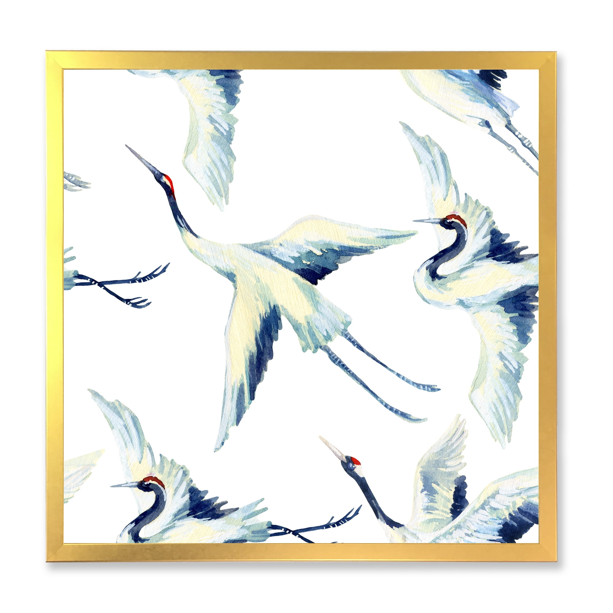 Designart 'Asian Crane Bird Impression I' Traditional Framed Art Print