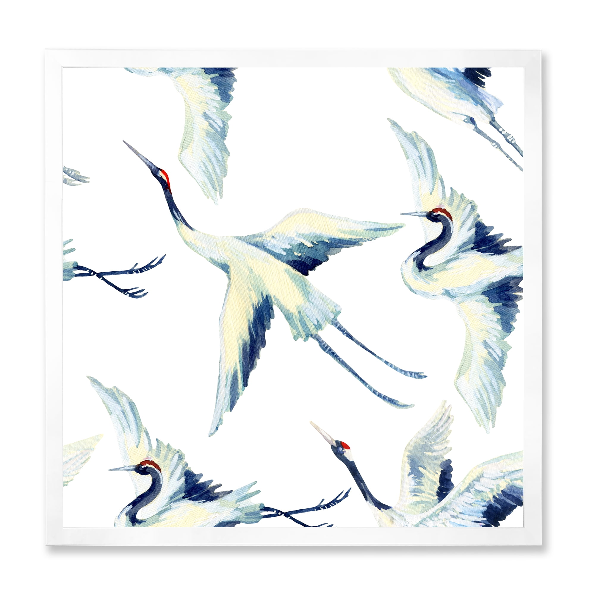 Designart 'Asian Crane Bird Impression I' Traditional Framed Art Print