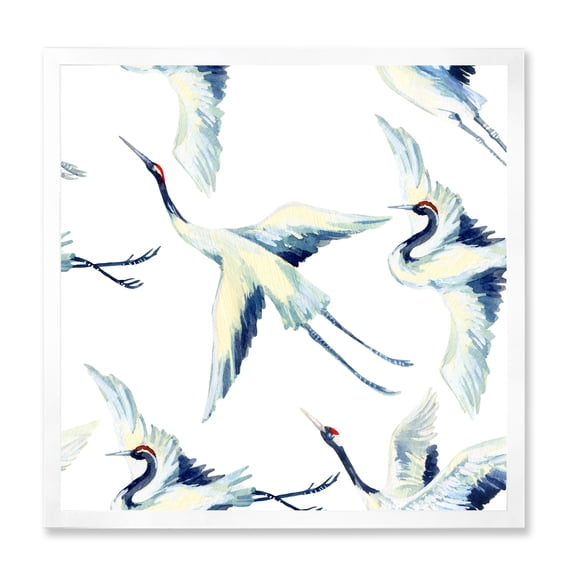 Designart 'Asian Crane Bird Impression I' Traditional Framed Art Print