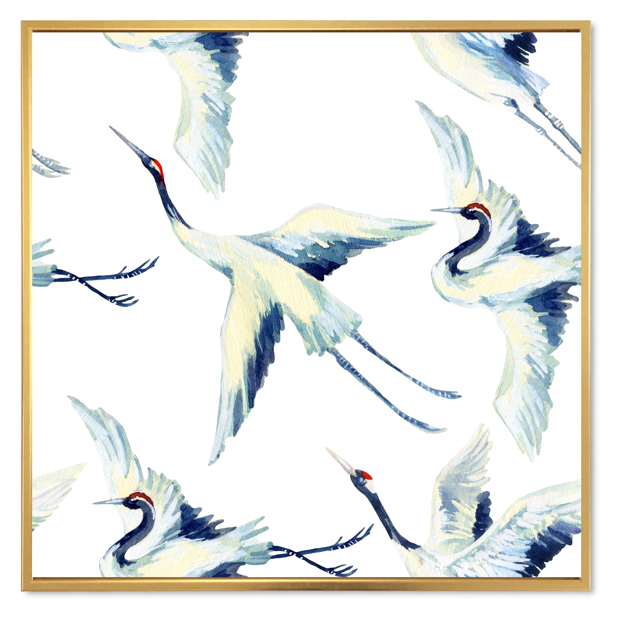 Designart 'Asian Crane Bird Impression I' Traditional Framed Canvas Wall Art Print