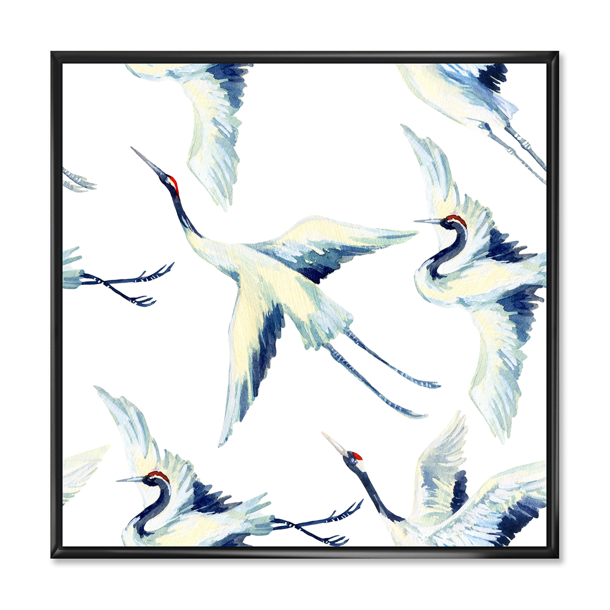 Designart 'Asian Crane Bird Impression I' Traditional Framed Canvas Wall Art Print