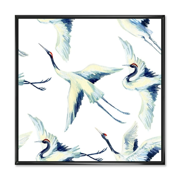 Designart 'Asian Crane Bird Impression I' Traditional Framed Canvas Wall Art Print