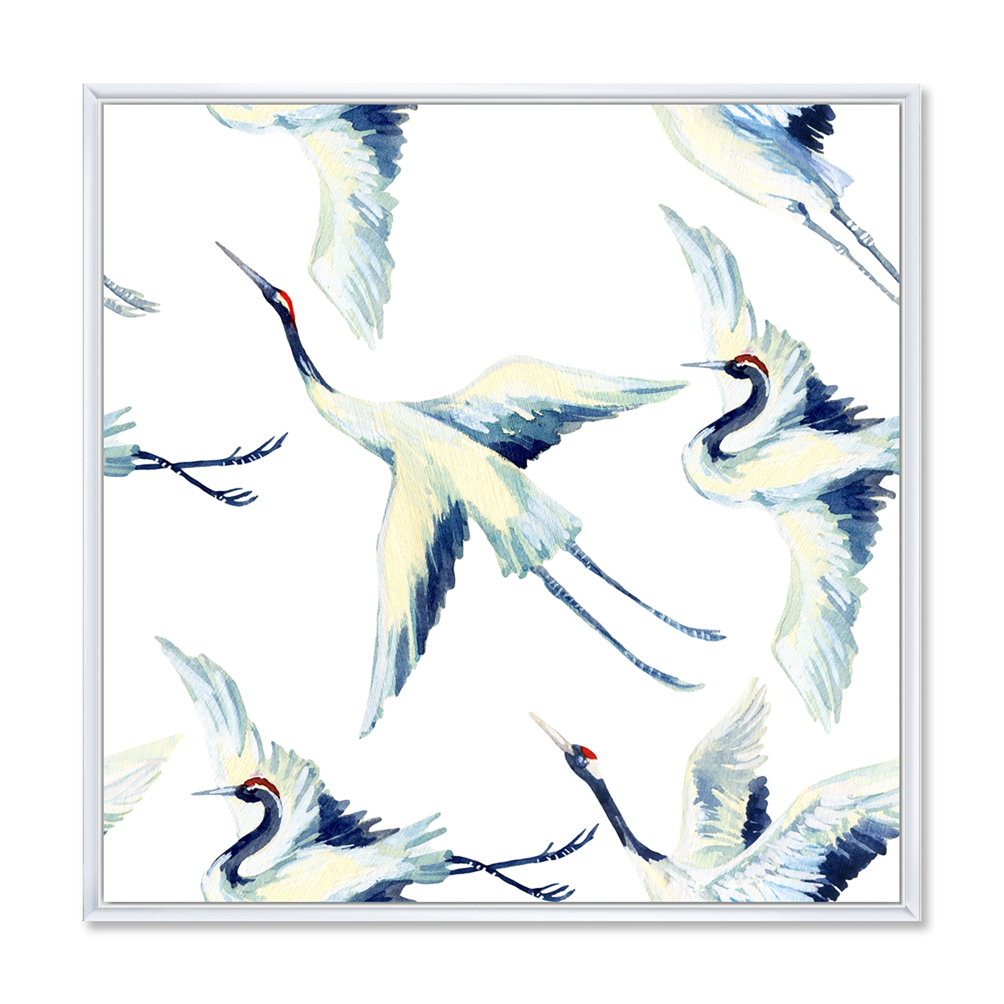 Designart 'Asian Crane Bird Impression I' Traditional Framed Canvas Wall Art Print