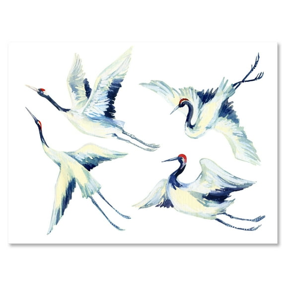 Designart ' Asian Crane Bird Impression II ' Traditional Canvas Wall Art Print