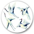 thumbnail image 1 of Designart 'Asian Crane Bird Impression II' Traditional Circle Metal Wall Art 23x23 - Disc of 23, 1 of 5