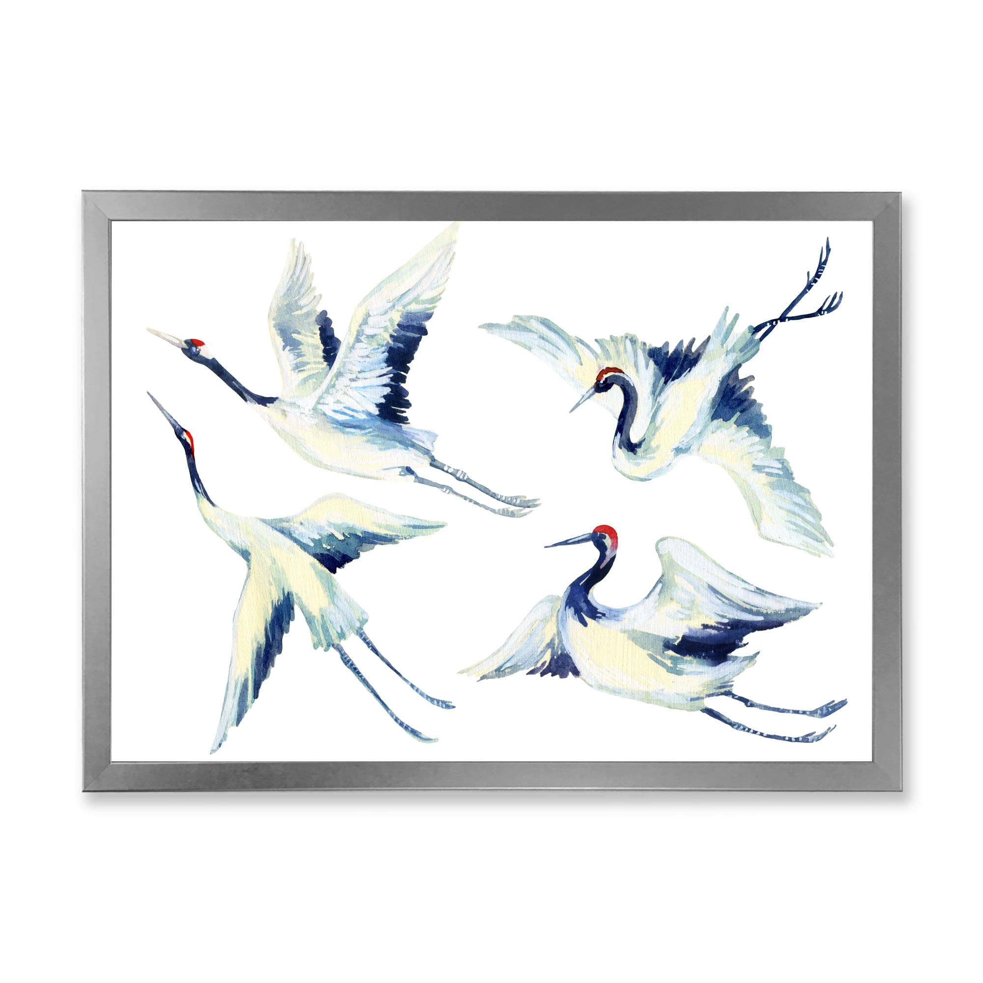 Designart 'Asian Crane Bird Impression II' Traditional Framed Art Print