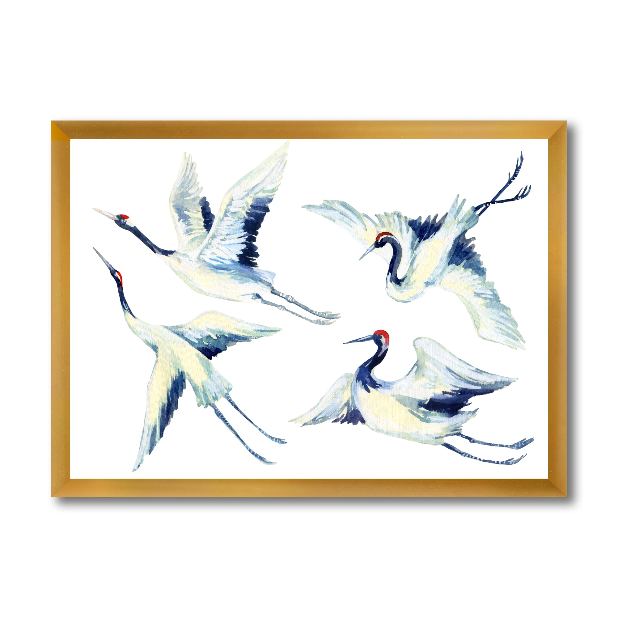 Designart 'Asian Crane Bird Impression II' Traditional Framed Art Print