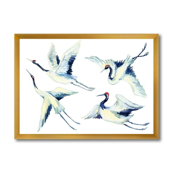 Designart 'Asian Crane Bird Impression II' Traditional Framed Art Print