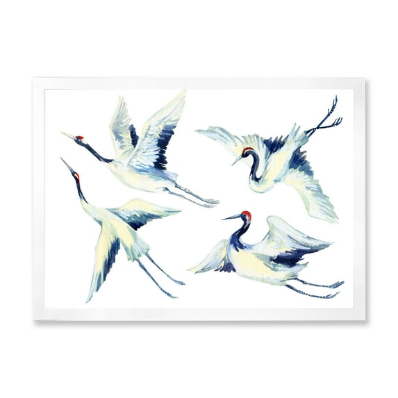 Designart 'Asian Crane Bird Impression II' Traditional Framed Art Print