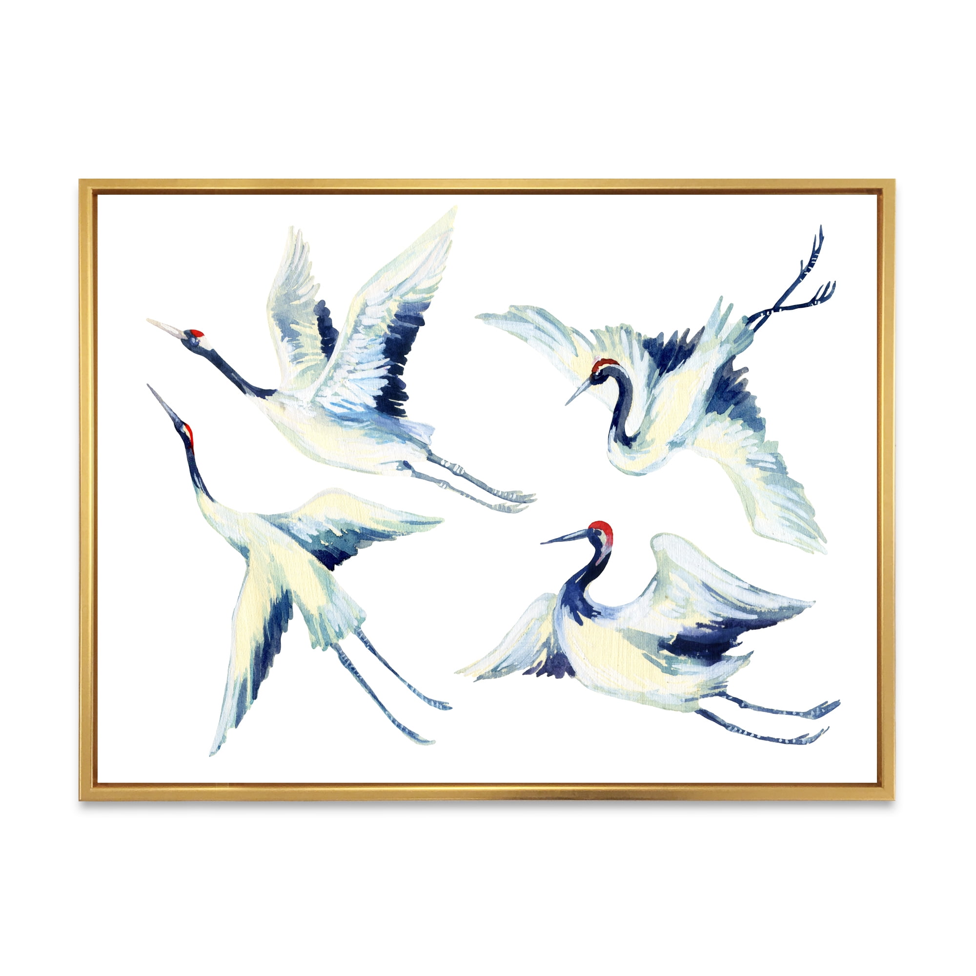 Designart 'Asian Crane Bird Impression II' Traditional Framed Canvas Wall Art Print