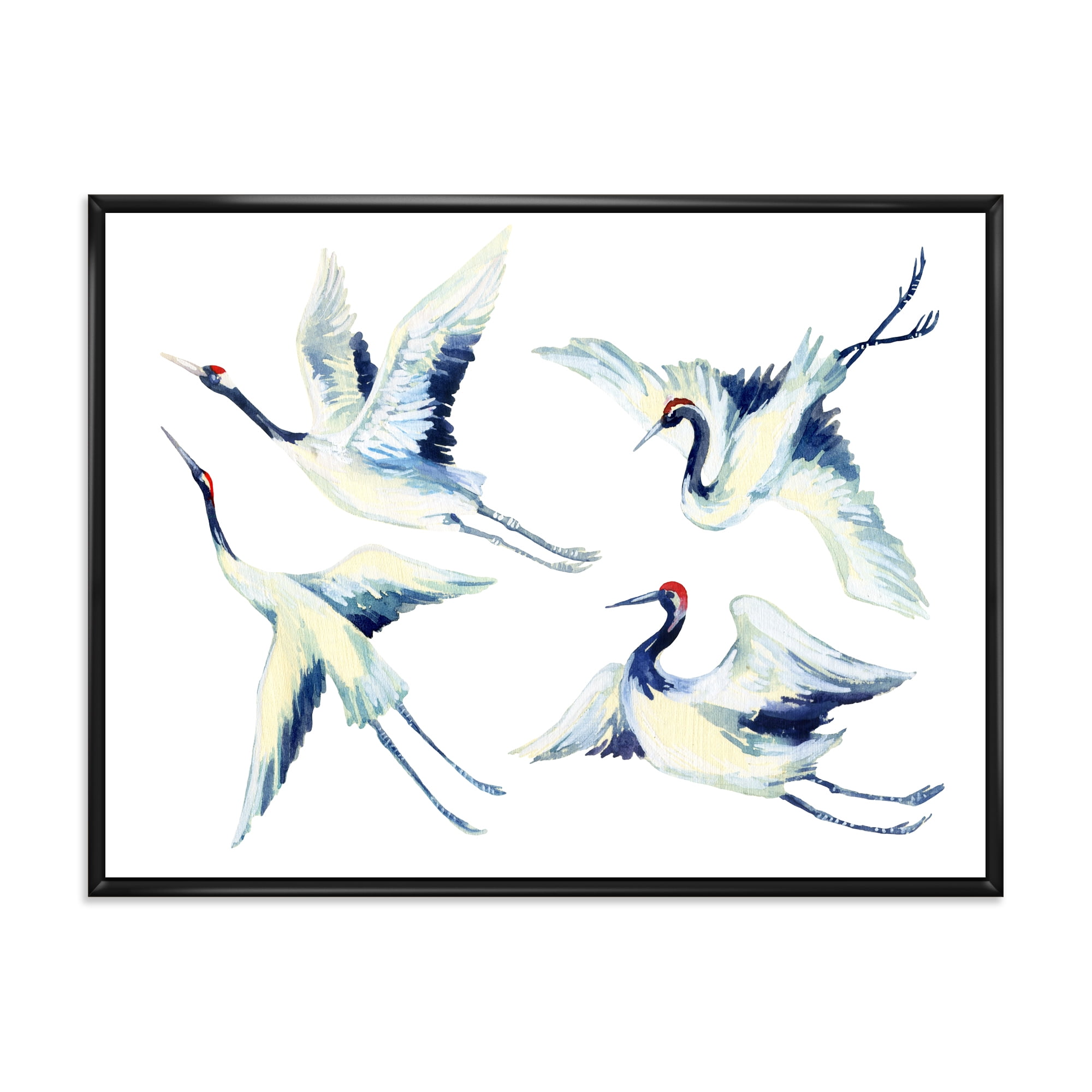 Designart 'Asian Crane Bird Impression II' Traditional Framed Canvas Wall Art Print